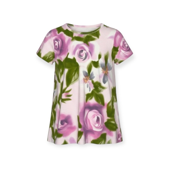 Vintage: Oilily ♔ Mommy + Me Floral Stretch T Shirt Dress ♔ Pink ♔ Medium / 12MO - Picture 2 of 16